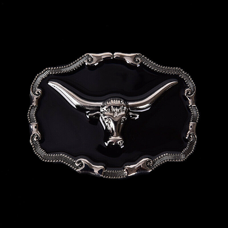 Long Horn Bull Western Belt Buckle Golden Texas Cowboy Large Western Buckles  TH