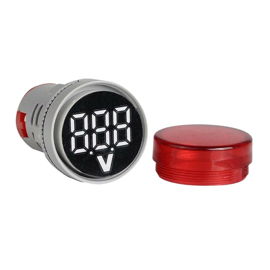 Pack of 2 Plastic DIY Mini Voltmeter Round Voltage Meter LED Indicator Light