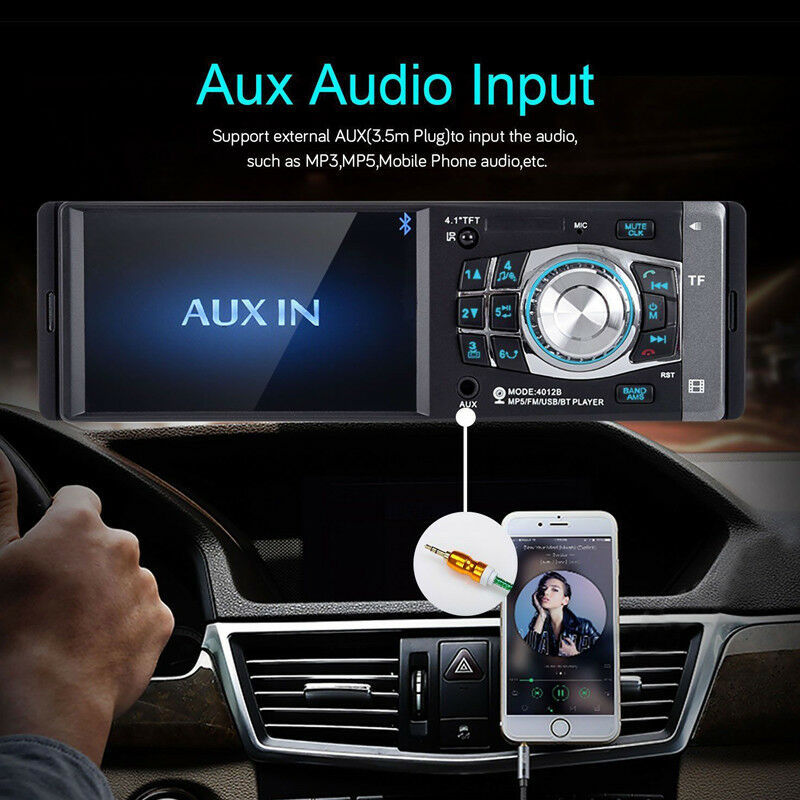 4.1" Car Stereo Radio MP5 MP3 Player Bluetooth USB FM Audio HD Camera FM In Dash