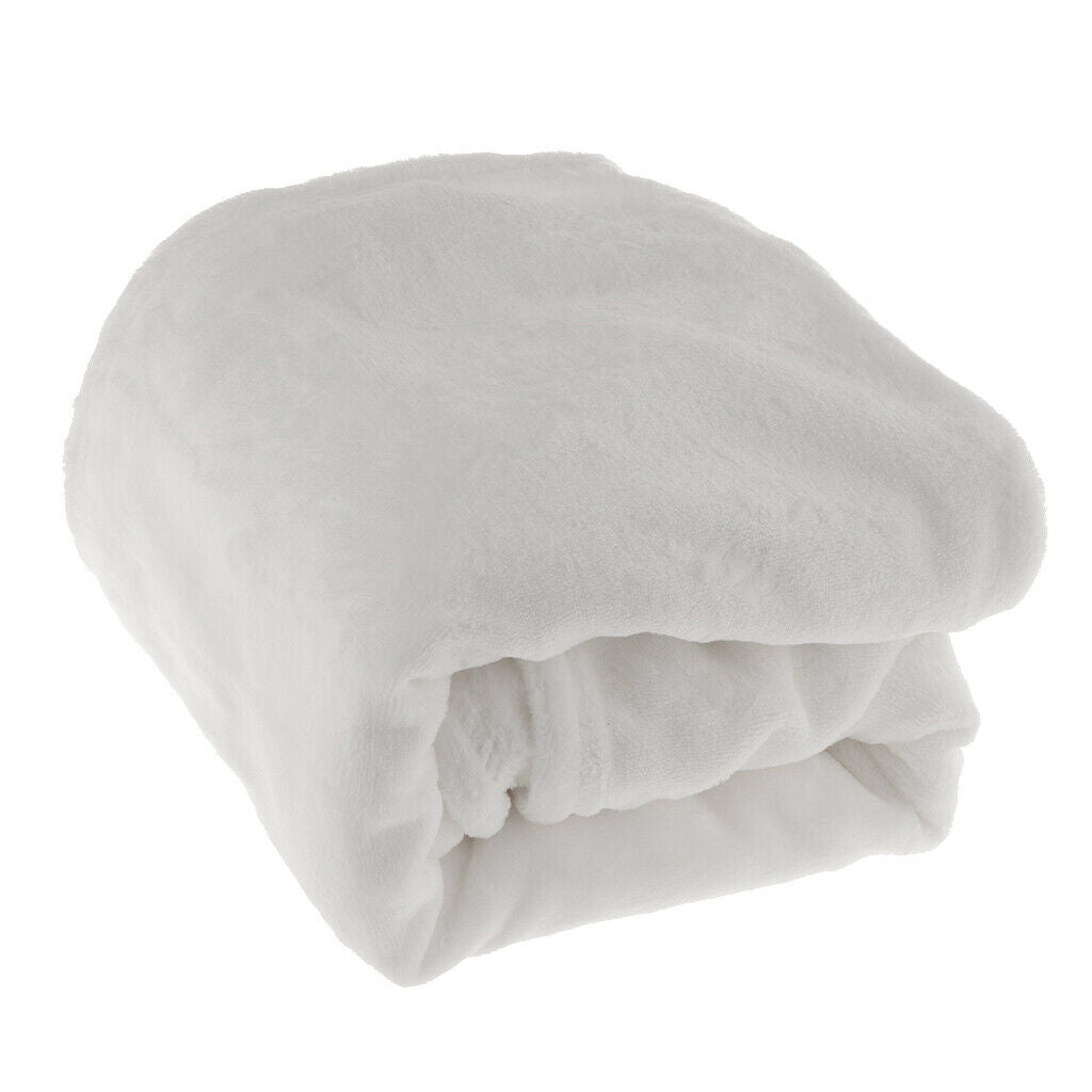Flannel Fleece Warm Blanket Reversible Sofa Couch Throw 110x150cm White