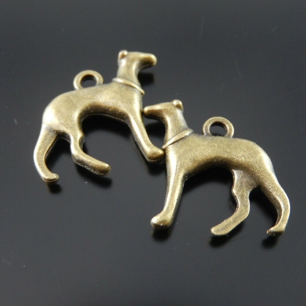 10 PCS Retro Bronze Pet Dog Charm Animal Alloy Pendant Jewelry Crafting 23x19mm