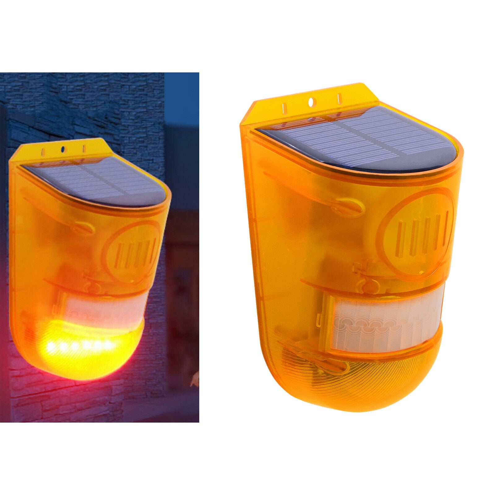 Solar Powered LED Alarm Warning Security Flashing Light IP65 Waterproof Lamp