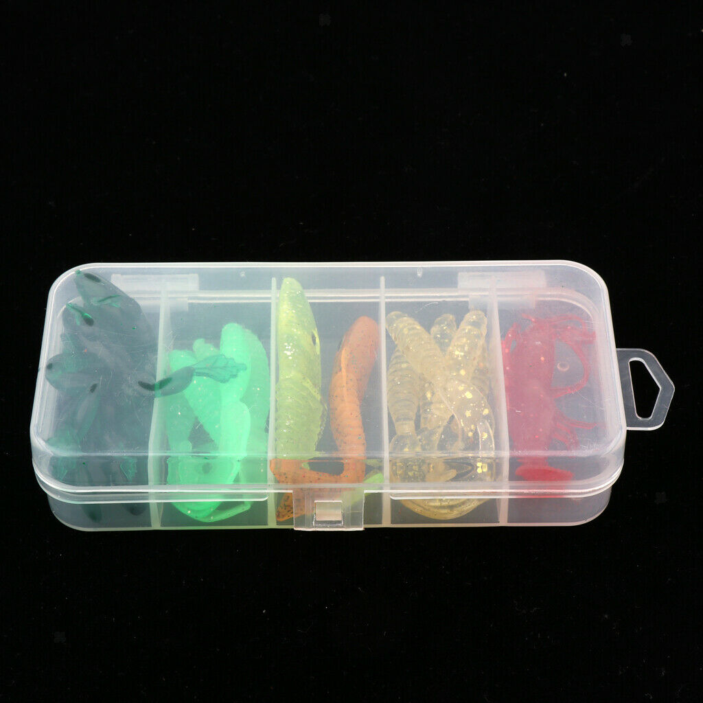 17pcs Soft Fishing Lures Set Worm Frog Fish Shrimp Artificial Bait
