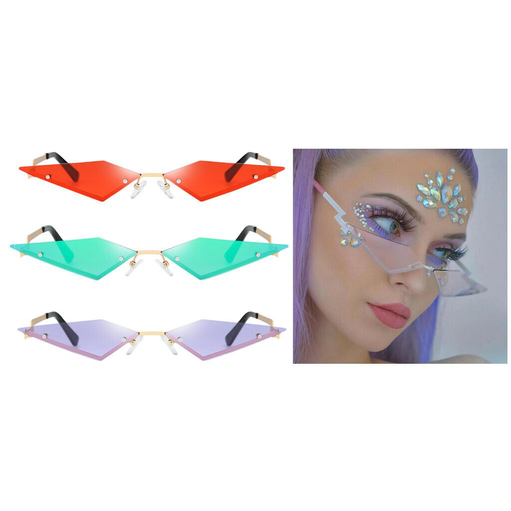 3Pcs/Set Cat Eye Sunglasses Rimless Sun Glasses UV400 Luxury Design Eyewear