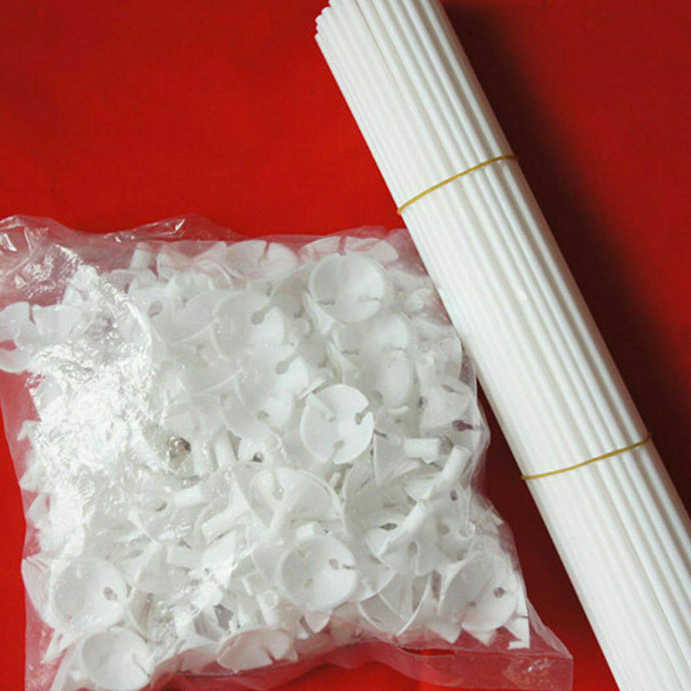 50pcs Balloon Sticks Plastic White Balloon Holder with Cups for Wedding Party