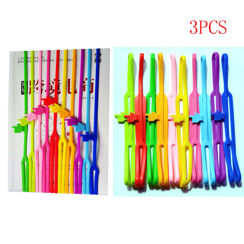 3pcs Lovely Silicone Finger Pointing Bookmark Book Marker Office Supplies.l8