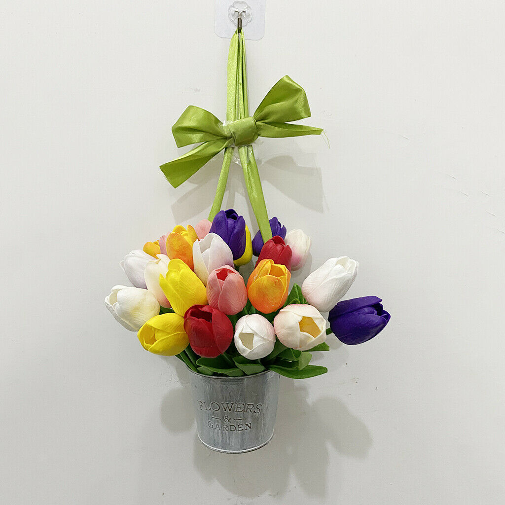Tulip Bucket Wreaths for Front Door Wall Party Mother's Day Home Decor