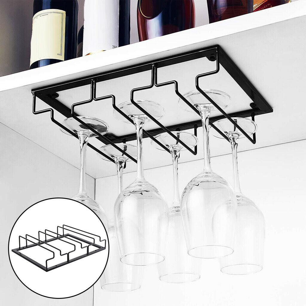 Wine Glass Holder Under Cabinet Stemware Metal Organizer Glasses 3 Rows Iron