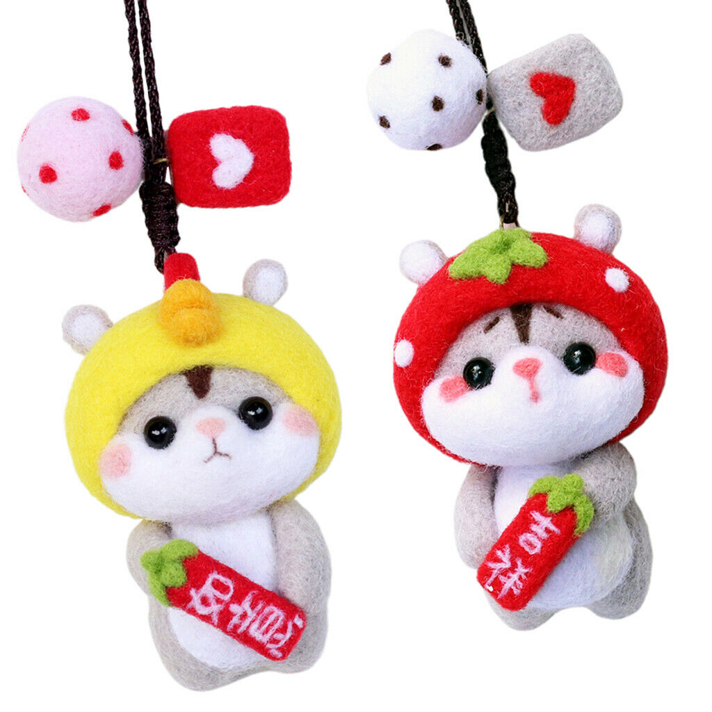 2 Pack Needle Felting Kits Roving Costume Bag Car Pendant Decor Yellow Red