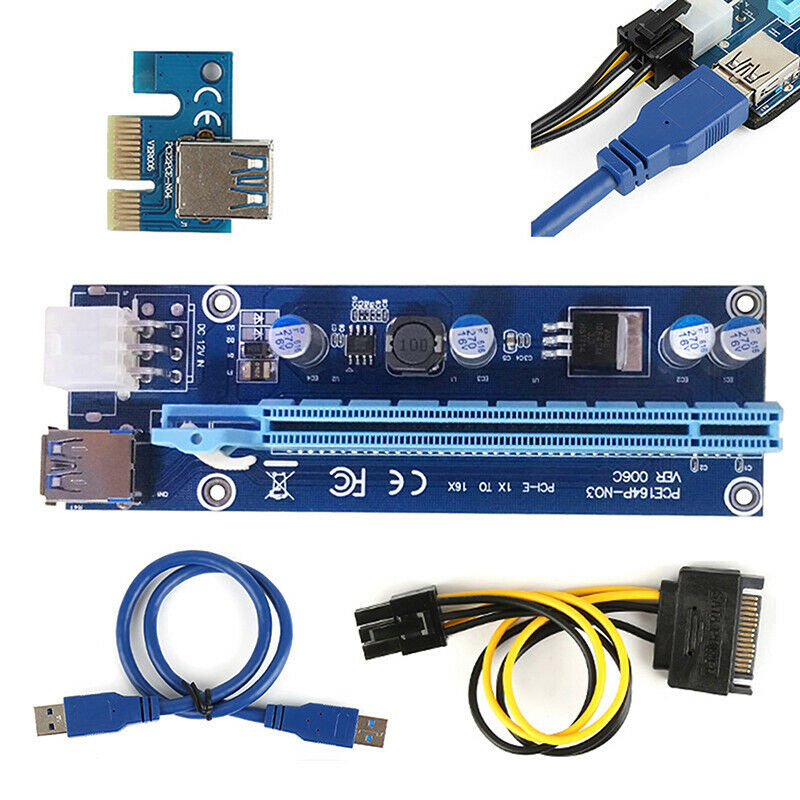 6pin PCI-E Riser Card 60CM USB 3.0 Cable PCI Extender PCIe AdapterBDAU