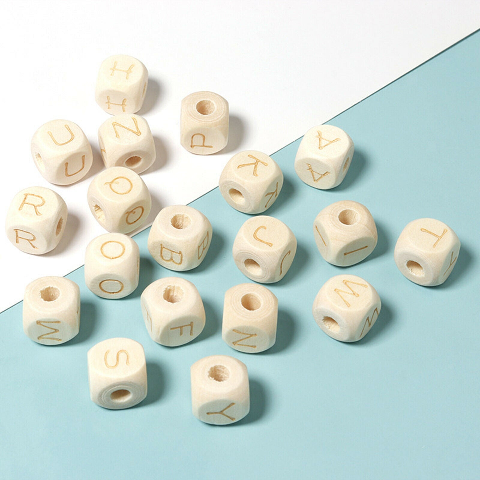 26 Pieces Wood Letter Beads 12mm Large Jewelry Making Necklace Loose Bead