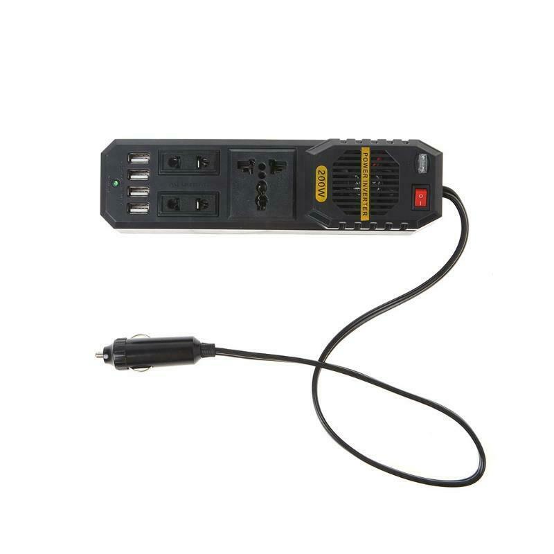 200W Car 4 Port USB 12V DC to AC 220V Vehicle Power Inverter Adapter Converter