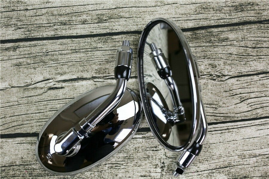 2PCS Retro oval modified coffee short handle plating rearview mirror large field