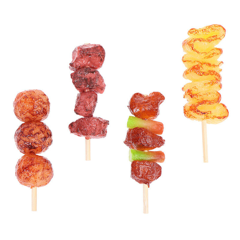 4pcs/set Simulation Mini BBQ Skewer Pretend Play Roast Beef Skewer Kitchen T Rf