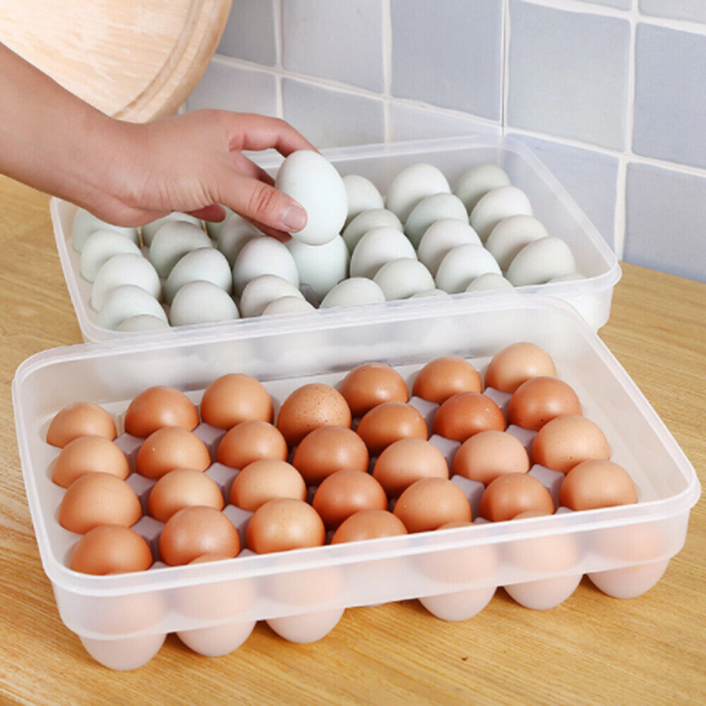 34 Grids Egg Storage Box Food Container Refrigerator Clear Egg Storage Box Rack