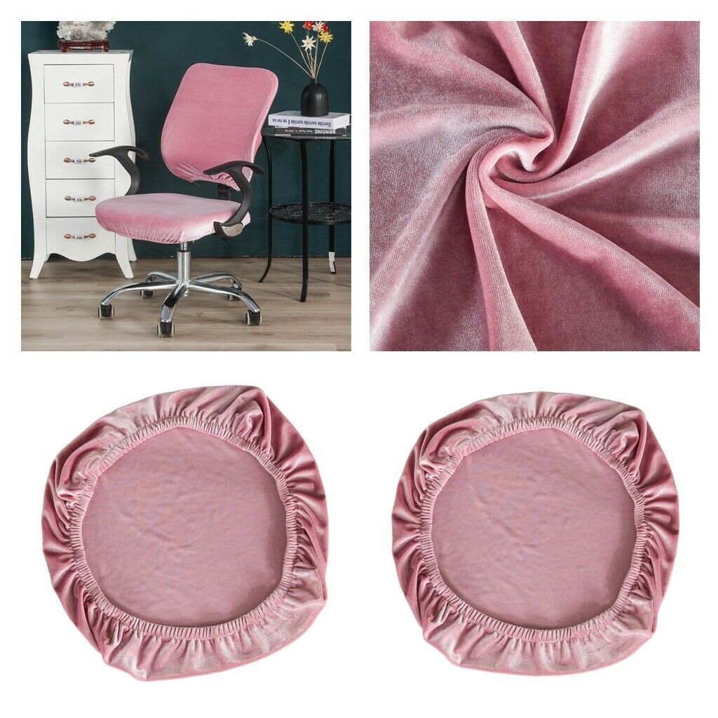 2Pieces Stretch Velvet Chair Covers Seating Slipcovers Protector Decor Pink