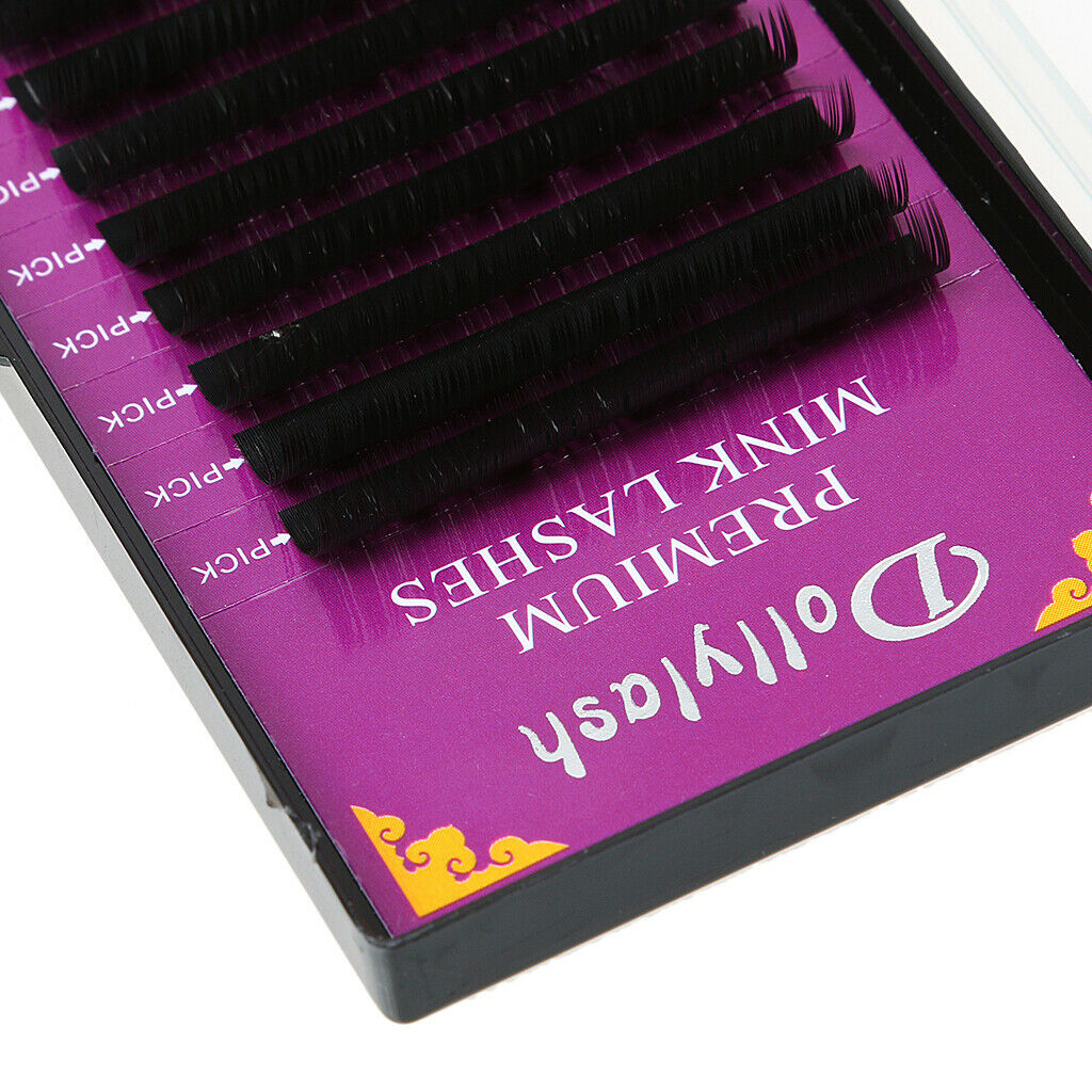 Black 12 Rows Eyelash Extension B Curl 0.15 Individual Semi Permanent 8mm 14mm