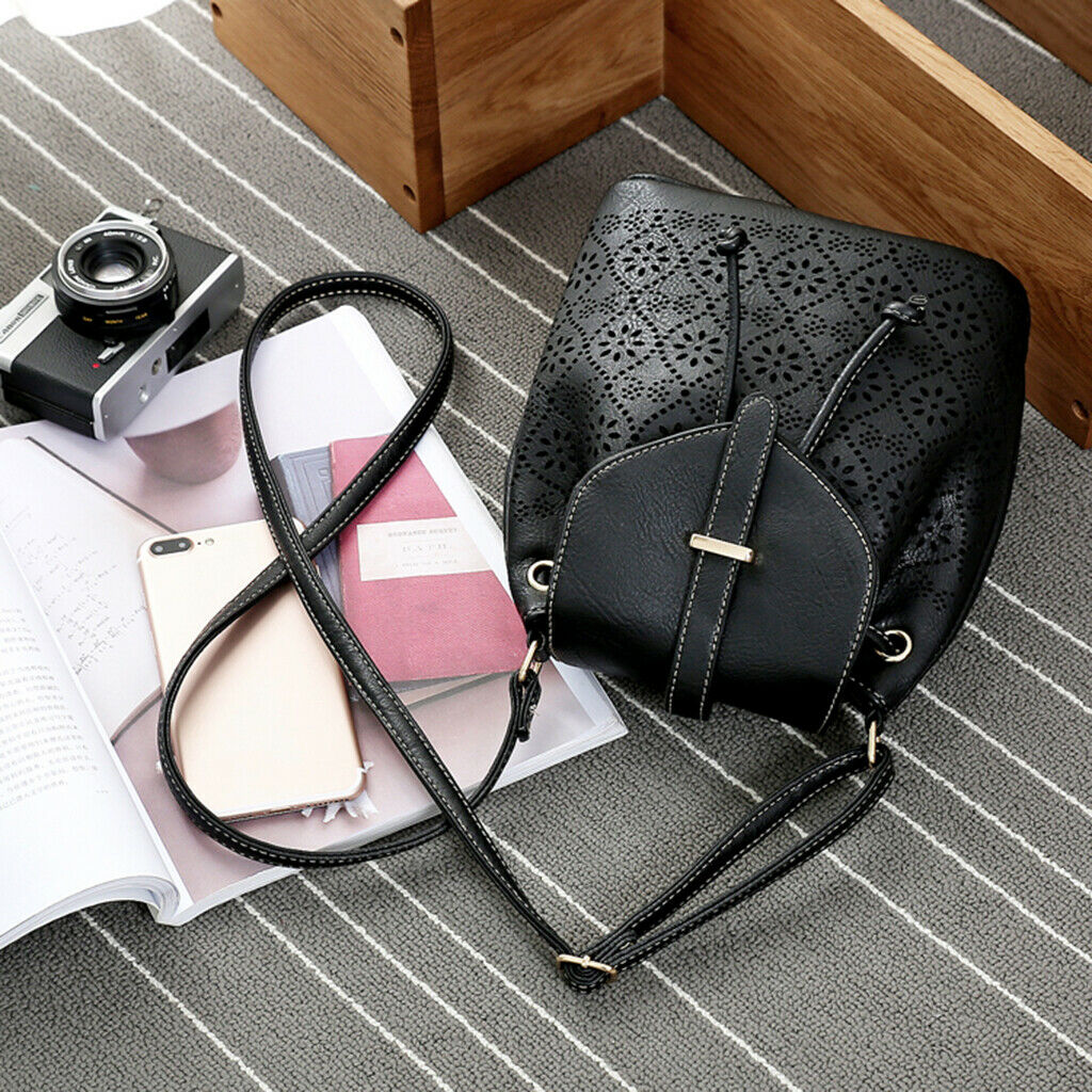 Women Leather Satchel Handbag Shoulder Tote Messenger Crossbody Hobo Bag Black