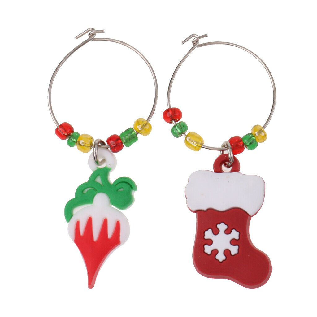 12pcs/Set Wine Glass Charm Rings Earring Beading Hoop Party Favor
