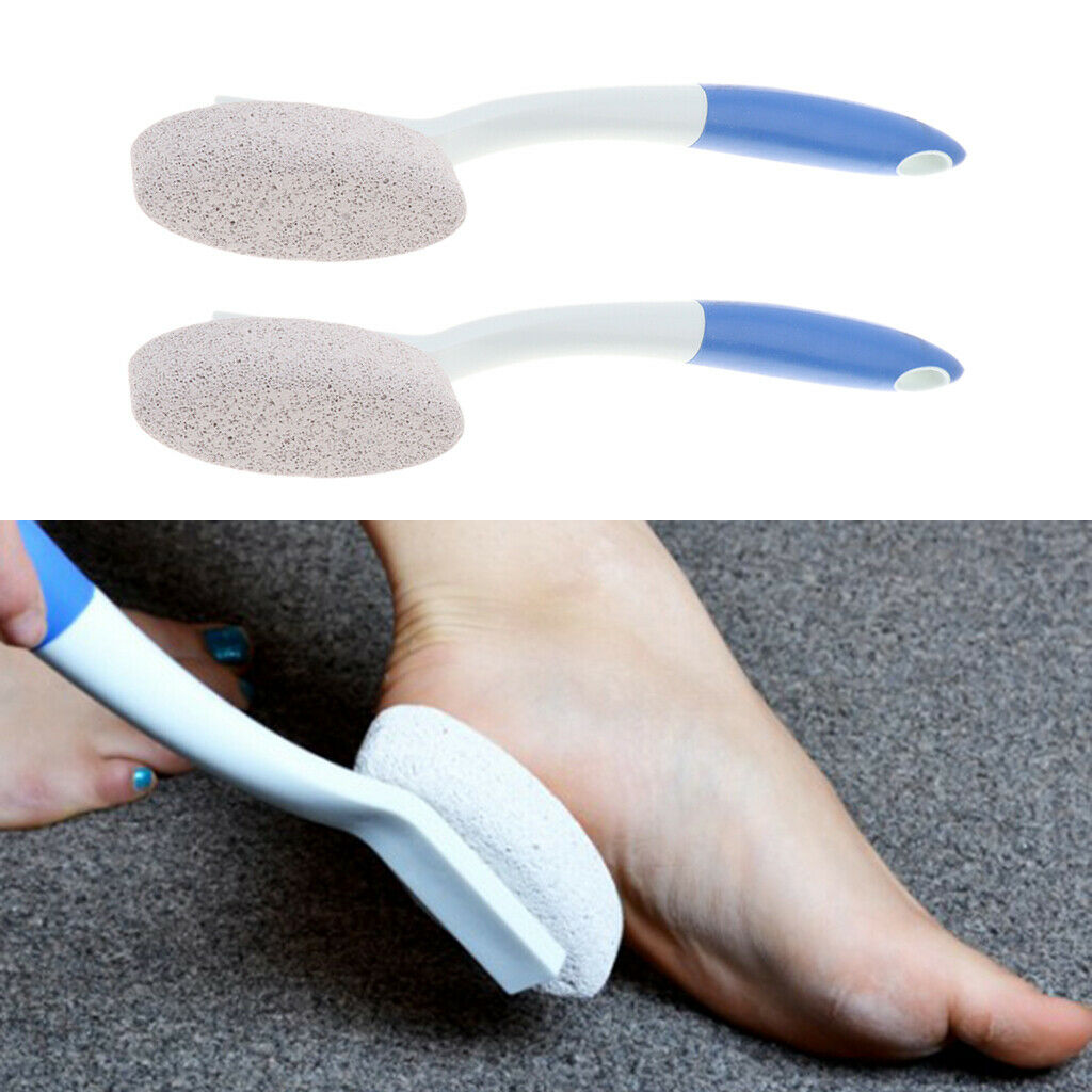 2 Pieces Long Handle Pumice Stone Brush Foot Scrubber Bath Dead Skin Remove