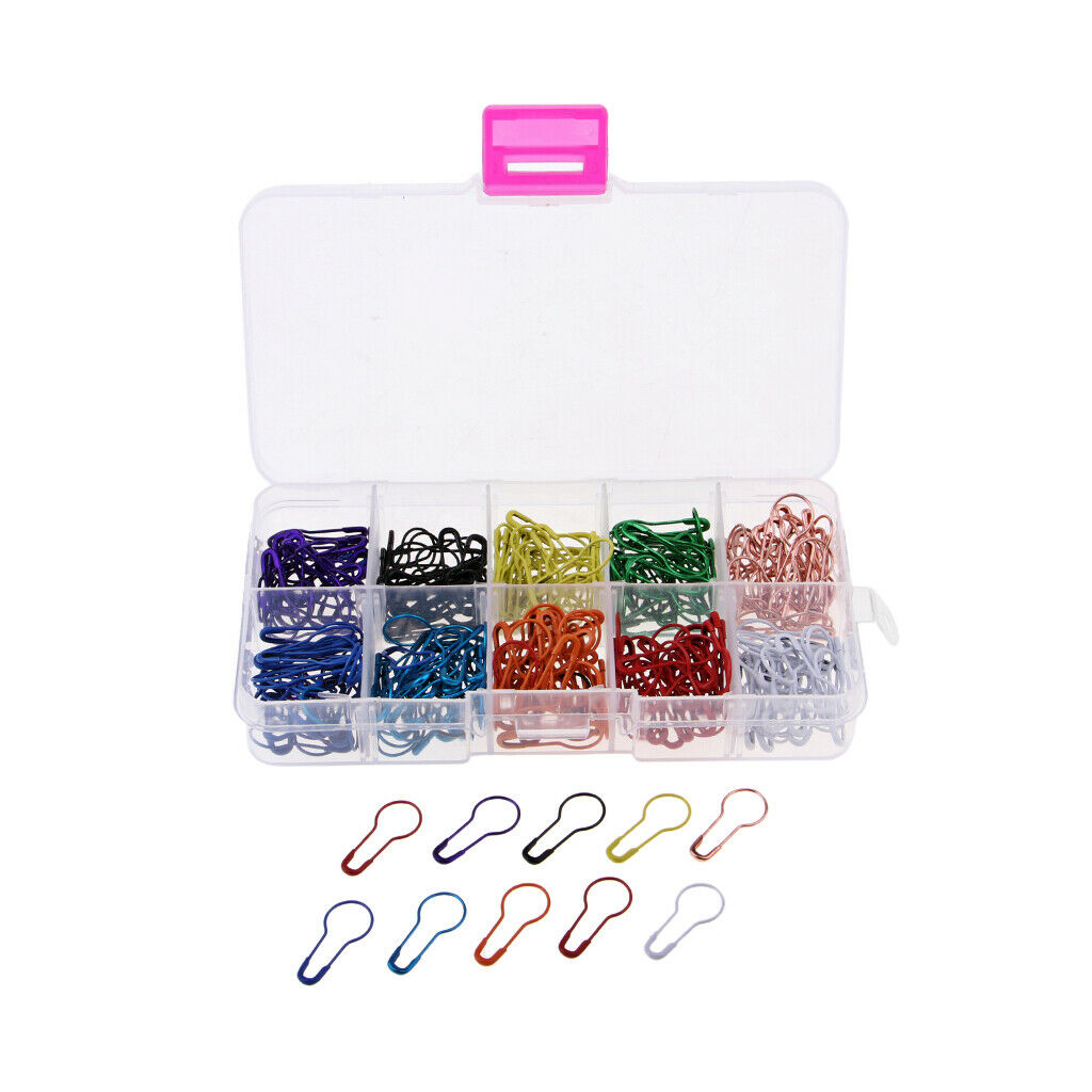 300x Mixed Color Bulb Pins Gourd Safety Pins Metal Calabash Pins Storage Box