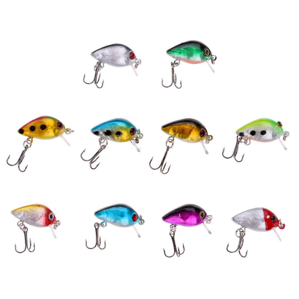 10Pcs/lot Small Crankbait Top Water Fishing  Colorful Mini Minnow Bass