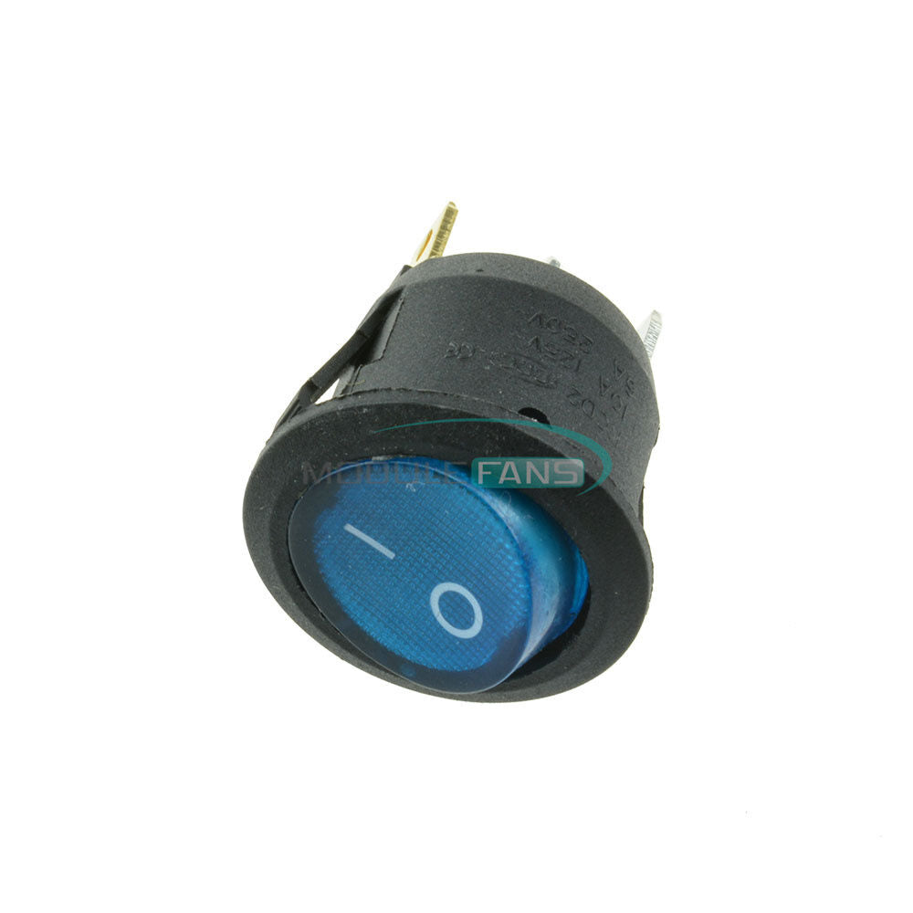 20PCS Mini Round Switch Blue 3Pin SPDT ON-OFF Rocker Snap-in