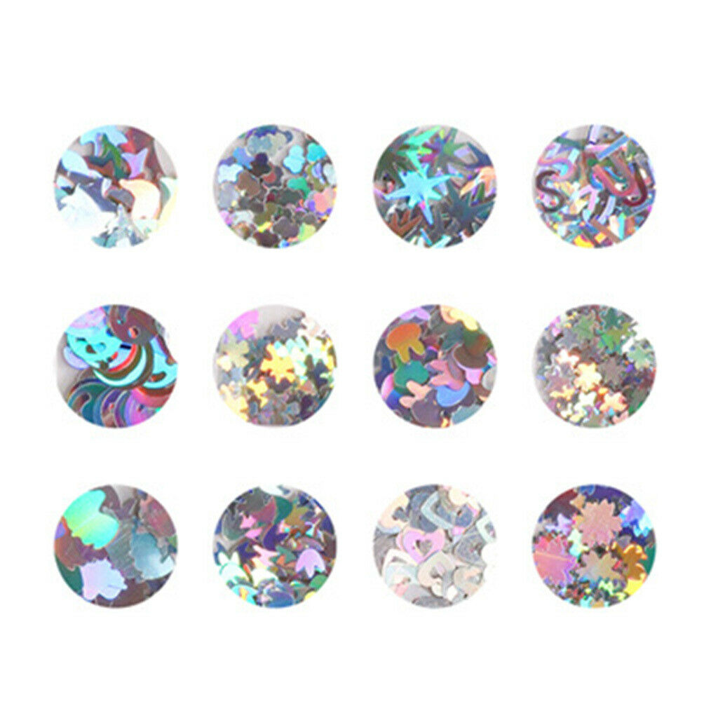 Multi Shape Nail Paillette Iridescent Manicure Make up Face Eyes Decals