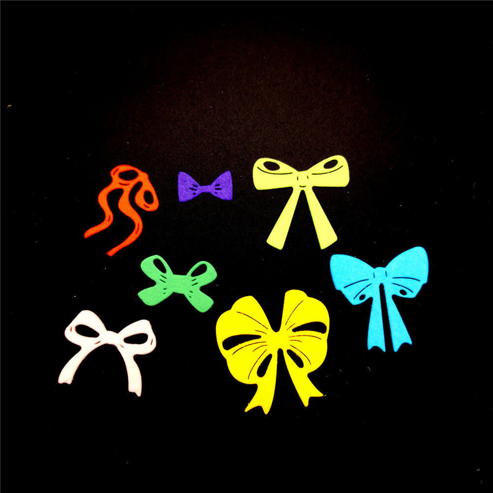 7pcs bow cutting dies stencil scrapbook album paper embossing craft di.l8