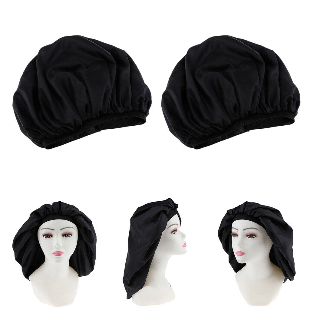2 Women Shower s Waterproof Elastic Bath Hair Protection Head Hat