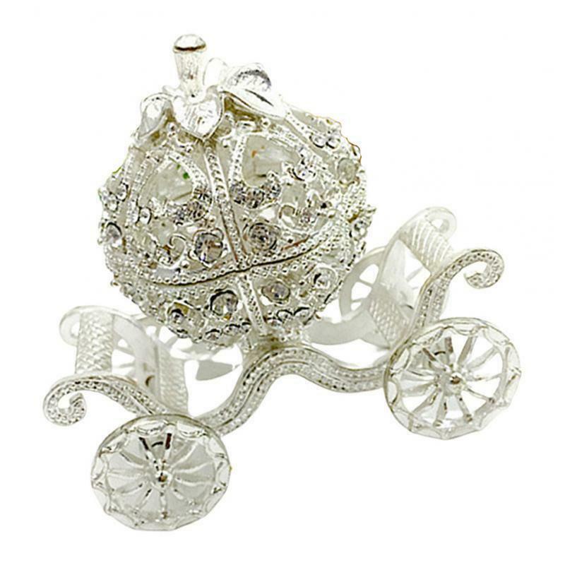Metal Crystal Enamel Jewelry Trinket Box Pumpkin Carriage Shape Craft Gift