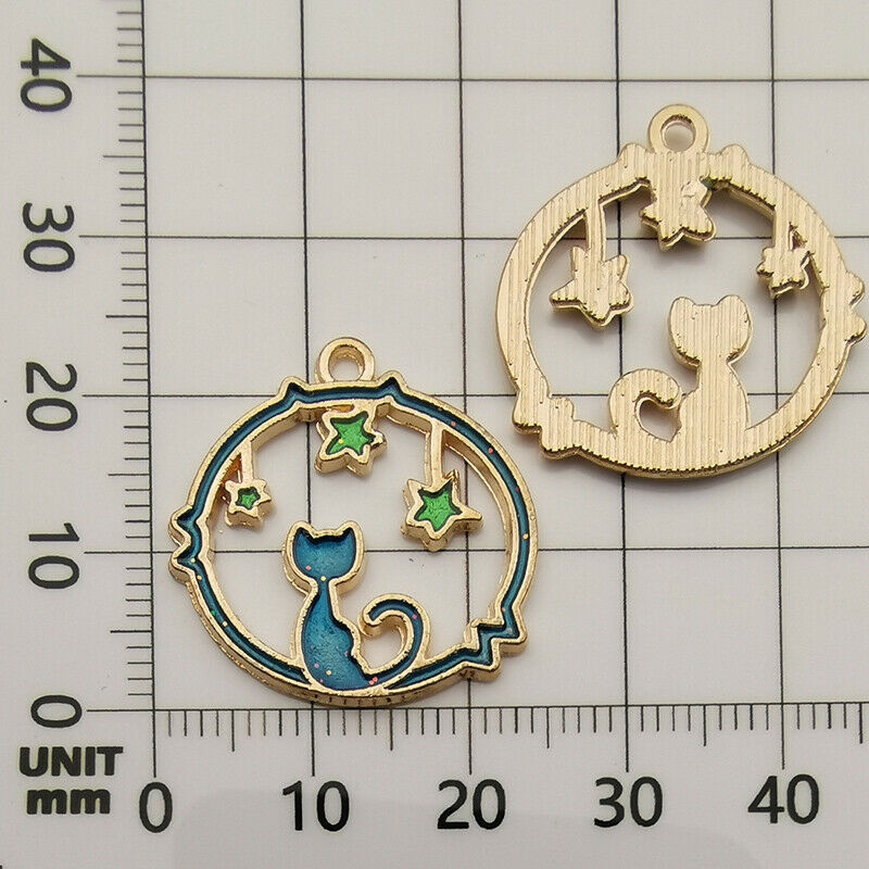 8PC Cute Moon/Star/Planet Enamel Charm Pendant for DIY Earrings/Bracelet .l8