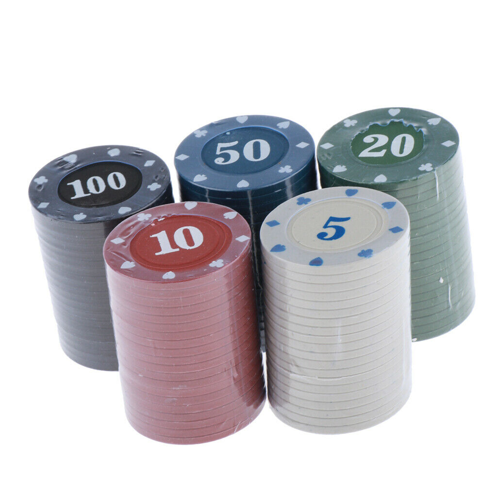 100 Poker Chips Set - Plastic Casino Chips for Playing Game, Texas Holdâ€™Em,