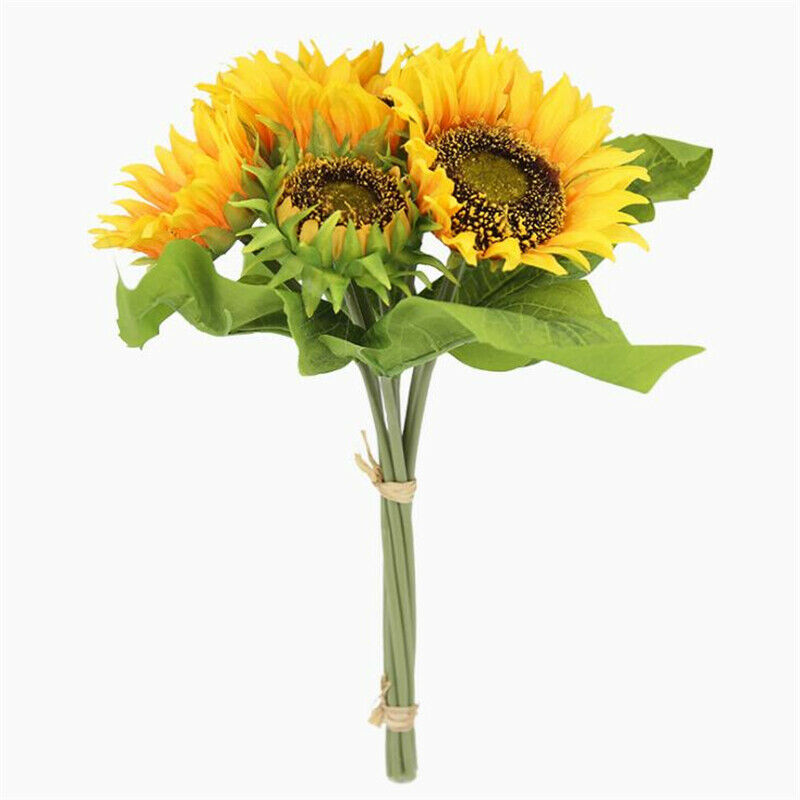 7 Heads Elegant Yellow Sunflower Silk Artificial Flowers Bouquet Home Decor