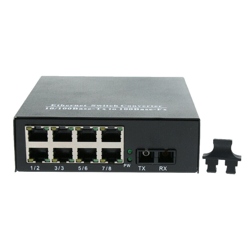 10/100Mbps Fiber Optic Ethernet Media Converter Gigabit 8 Plug