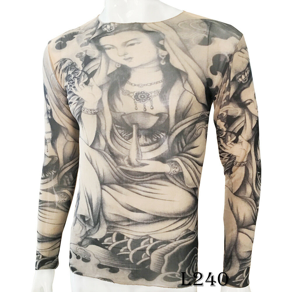 Buddha Cloud Tattoo Sport T-Shirt Tattoo Tops Biker Cycling Fitness Plus Size