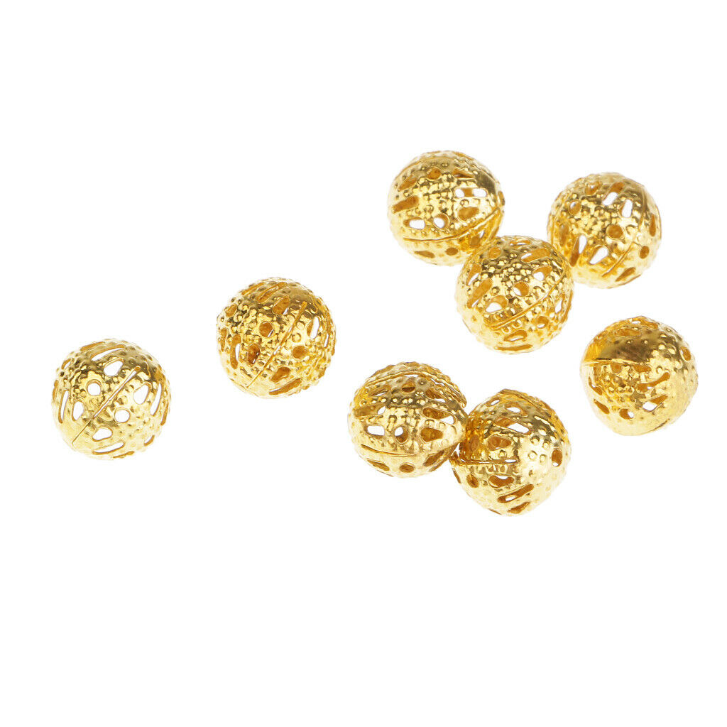 2X 100Pcs Golden Hollow Filigree Ball Loose Spacer Beads for Jewelry Making 8mm