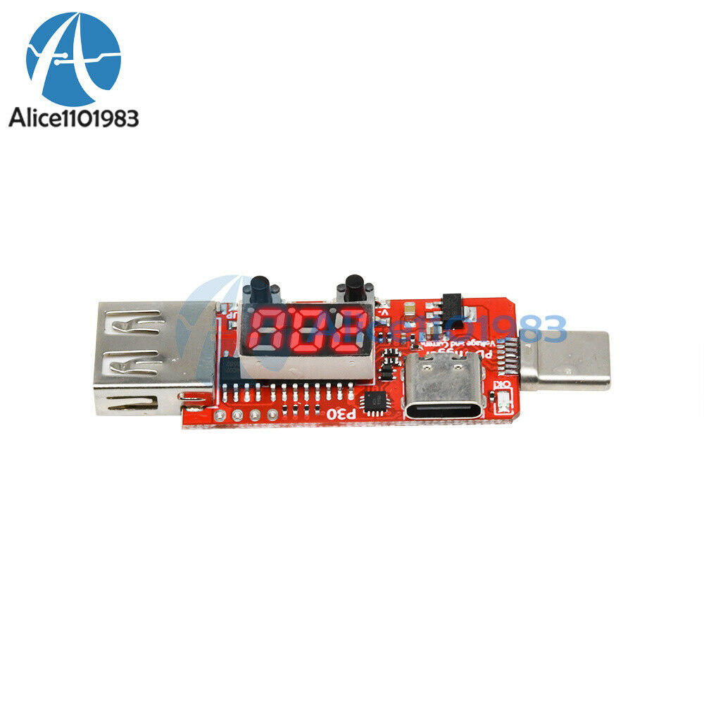 Type-C Fast Charge Digital Display Voltmeter Ammeter Trigger Detector USB PD3.0