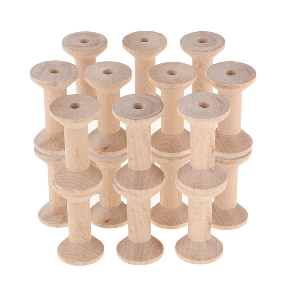 20x Wooden Empty Thread Spool Reel Bobbin Sewing Tool Natural Color 3.5x6cm