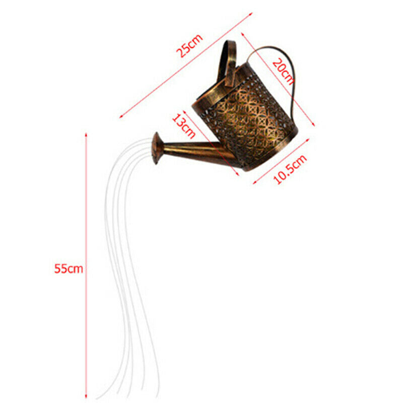 Iron Hollow Out Lamp Metal Solar Powered Watering Can Sprinkles Fairy Li KX