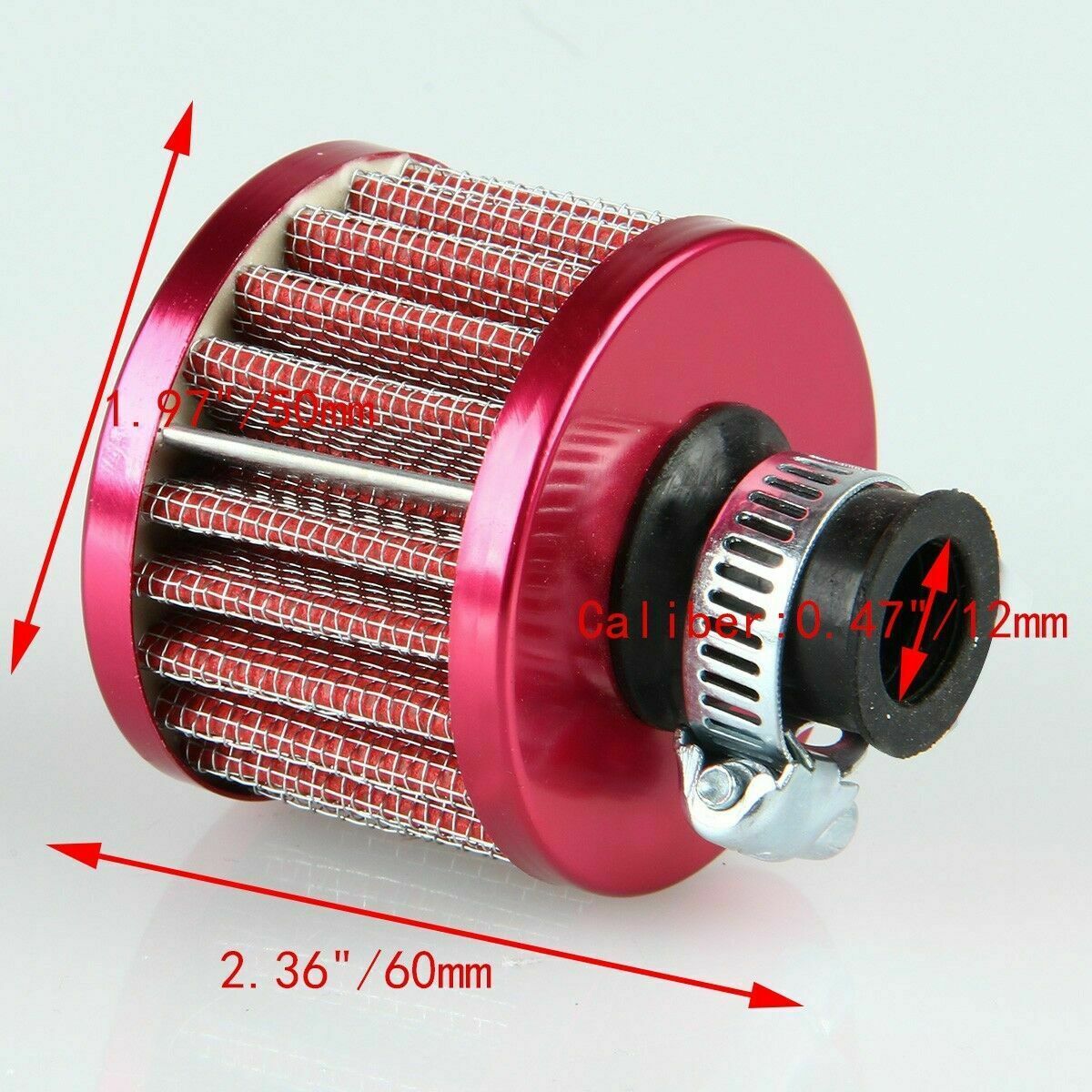 Universal 12mm Car Truck Engine Air Intake Filter Turbo Vent Cleaner Clamps Red
