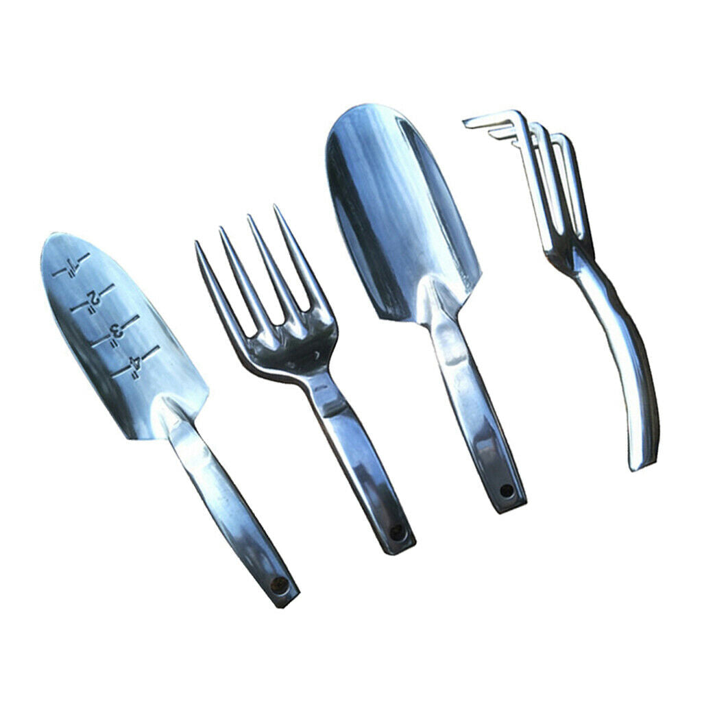 4pcs Aluminum Alloy Garden Fork Hand Tool Hand Trowel Garden Weeding Removal