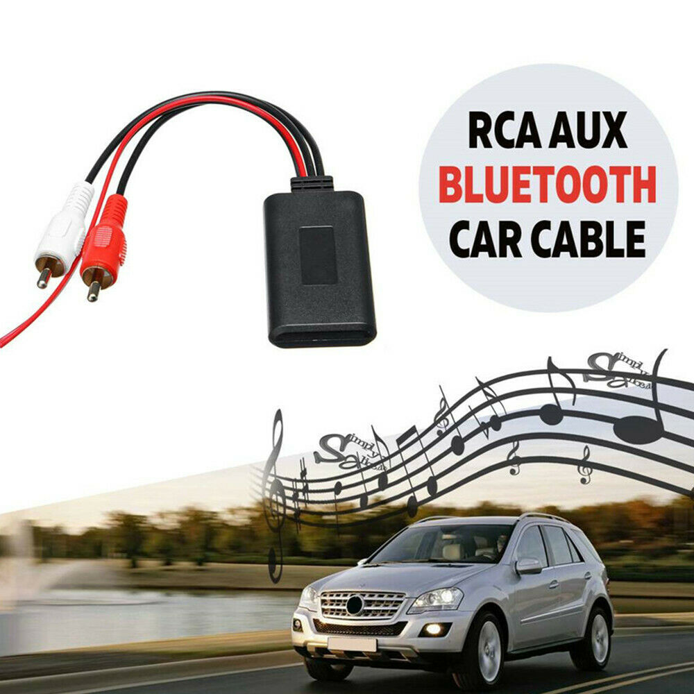 12V Bluetooth 2RCA AUX Cable Adapter Black+Red+White Stable Can Connect Phone