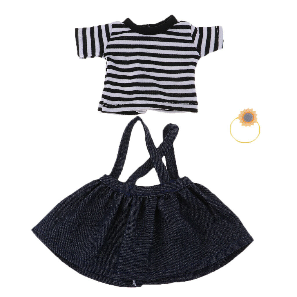 Cute T-shirt Suspender Dress W/ Hairband For 25cm
