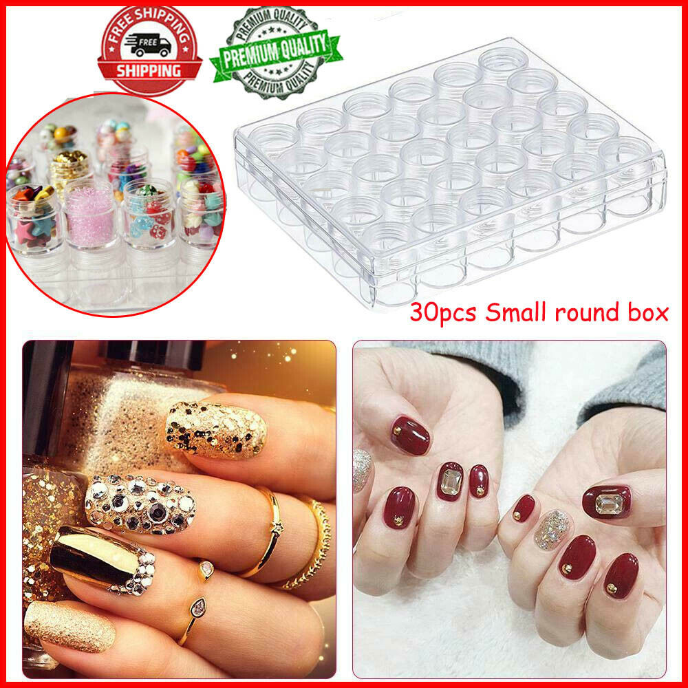 Clear Plastic Bead Jewelry Storage Containers with 30pcs Small Round Jars