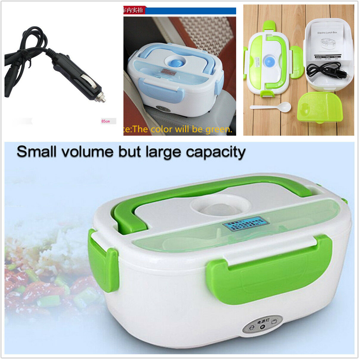 Portable 12V Car Plug Heating Lunch Box Electric Heated Bento Food Warmer 1.05L