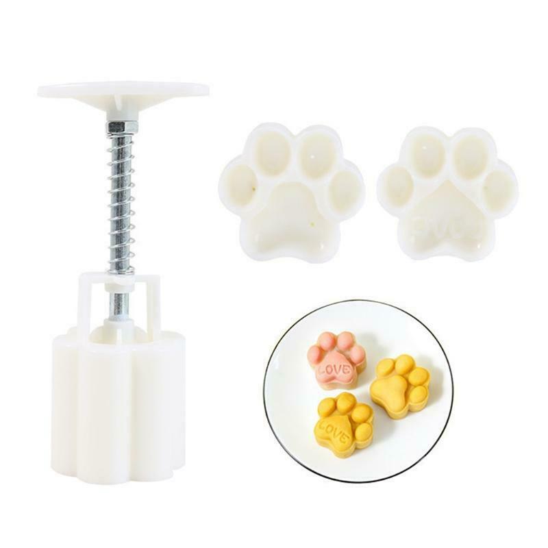Plastic Mooncake Mold 50g Cat Paw Stamp Biscuit Cookie Cutter Mould DIY Fondant