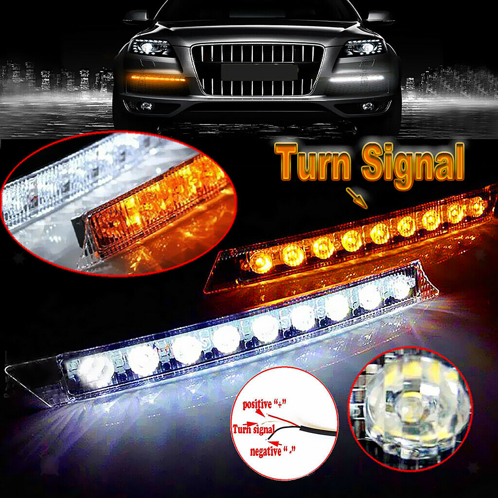 2PCS White&Amber LED Turn Signal Running Lights for Audi A6 Infiniti BMW E90