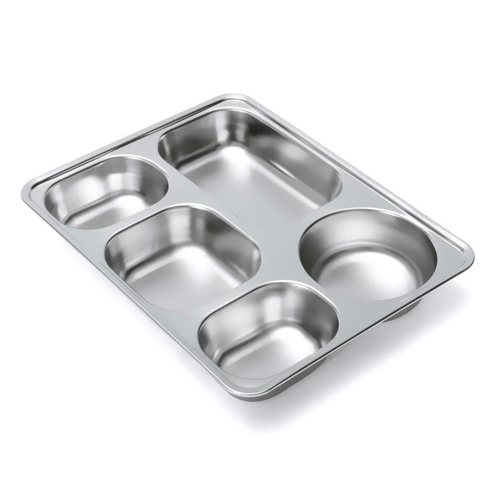 Stainless Steel Bento Food Storage Tray Lunch Box Container with Compartment Lid