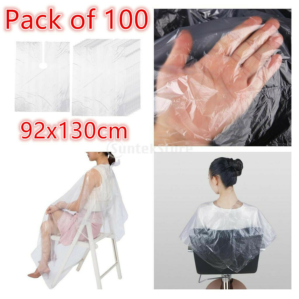 100pcs Disposable Hair Cutting Cape Gown Barber Breathable Hair Styling Apron